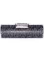 HBG192 Black Silver Evening Clutch - Black Silver, Front View Thumbnail
