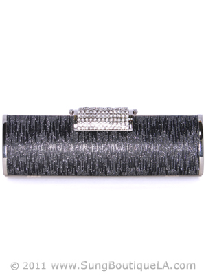 HBG192 Black Silver Evening Clutch, Black Silver
