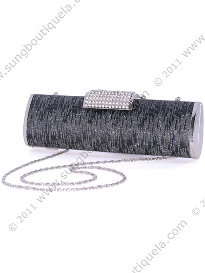 HBG192 Black Silver Evening Clutch - Black Silver, Alt View Medium