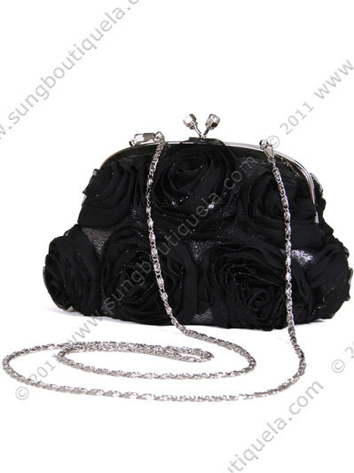 HBG90701 Black Floral Evening Bag - Black, Alt View Medium