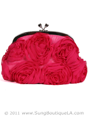 HBG90701 Fuschia Floral Evening Bag, Fuschia