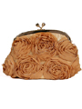 HBG90701 Gold Floral Evening Bag - Gold, Front View Thumbnail