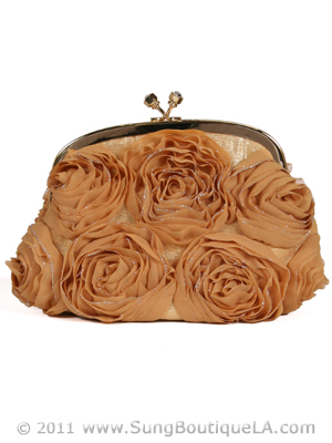 HBG90701 Gold Floral Evening Bag, Gold