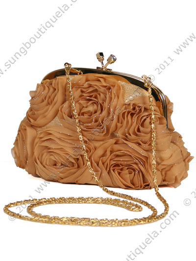 HBG90701 Gold Floral Evening Bag - Gold, Alt View Medium