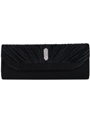 HBG90888 Black Pleated Evening Bag - Black, Front View Thumbnail