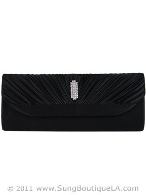 HBG90888 Black Pleated Evening Bag, Black