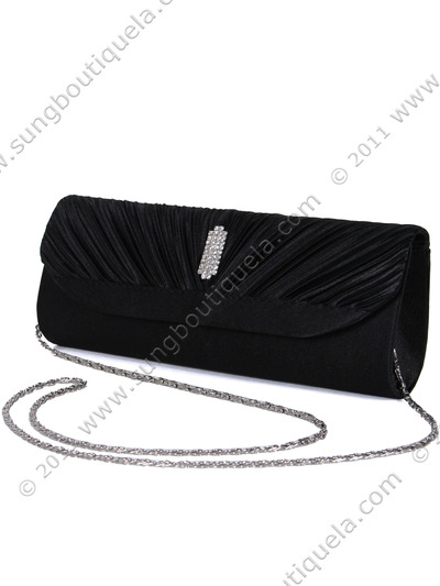 HBG90888 Black Pleated Evening Bag - Black, Alt View Medium