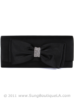 HBG90948 Black Evening Bag with Bow, Black