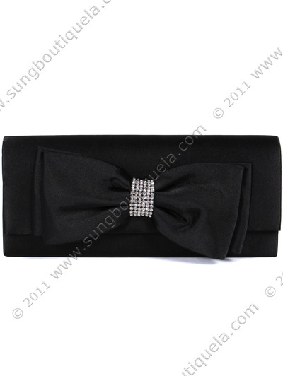 HBG90948 Black Evening Bag with Bow - Black, Front View Medium