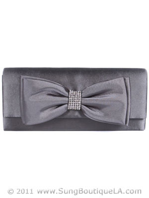 HBG90948 Gray Evening Bag with Bow, Gray