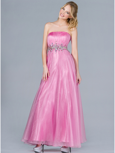 HK1072 Deep Pink Shimmer Prom Dress - Pink, Front View Medium