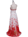 HK9196 White Red Printed Prom Evening Dress - White Red, Back View Thumbnail