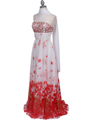 HK9196 White Red Printed Prom Evening Dress - White Red, Alt View Thumbnail