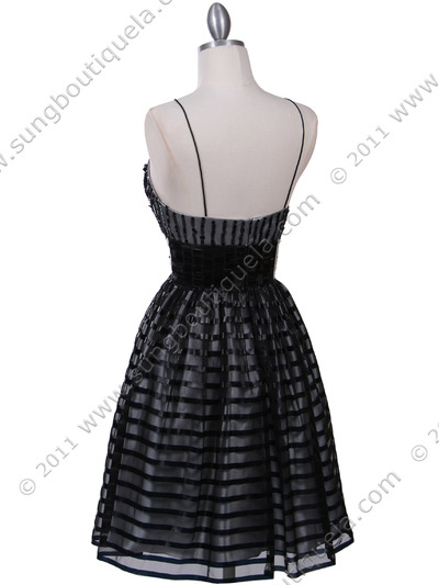 HK9212 Black Lace Cocktail Dress - Black, Back View Medium