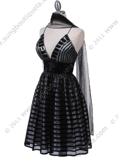 HK9212 Black Lace Cocktail Dress - Black, Alt View Medium