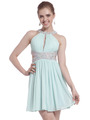 J721 Halter Neck Side Cutout Cocktail Dress - Mint, Front View Thumbnail