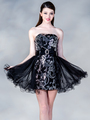 JC019 Black and Silver Sequin Party Dress - Black, Front View Thumbnail