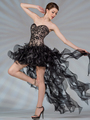 JC0211 Black and Nude Beaded High Low Prom Dress - Black Nude, Alt View Thumbnail