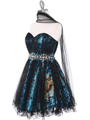JC030 Strapless Net Overlay Short Homecoming Dress - Turquoise, Alt View Thumbnail