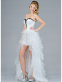JC2001 High Low Prom Dress - Off White, Front View Thumbnail