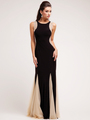 JC2253 A Black Tie Affair Evening Dress - Black Nude, Front View Thumbnail