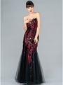 JC2425 Black and Red Lace Prom Dress - Black Red, Front View Thumbnail