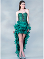 JC2462 Teal High Low Prom Dress - Teal, Front View Thumbnail