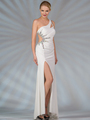 JC2506 One Shoulder Cut Out Evening Dress - Off White, Front View Thumbnail