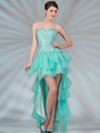 JC2507 Layered Mesh High Low Prom Dress - Mint, Front View Thumbnail