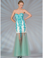 JC2511 Sweetheart Vintage Beaded Prom Dress - Aqua Champagne, Front View Thumbnail