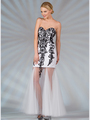 JC2511 Sweetheart Vintage Beaded Prom Dress - Black White, Front View Thumbnail