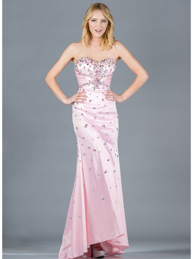 JC2512 Baby Pink Jeweled Prom Dress - Baby Pink, Front View Medium