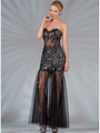 JC2515 Sheer Sequined Corset Dress - Black, Front View Thumbnail