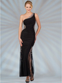 JC2540 Beaded Sides Evening Dress - Black, Front View Thumbnail