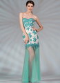 JC2554 Vintage Floral Embroidery Prom Dress - Nude Jade, Front View Thumbnail