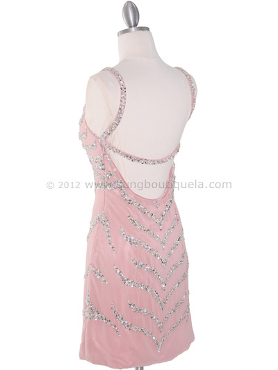 JC311 Dusty Rose Beads and Sequin Embroidery Cocktail Dress - Dusty Rose, Back View Medium