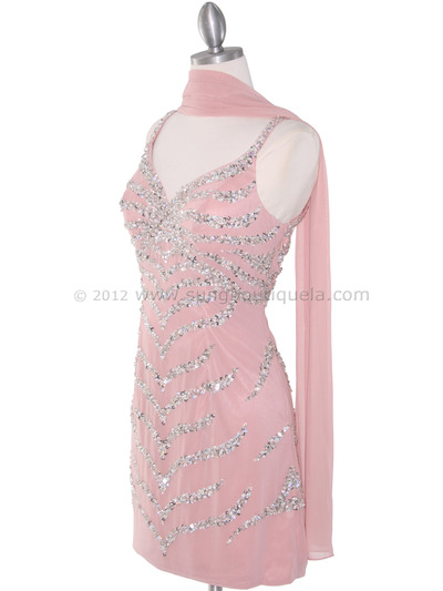 JC311 Dusty Rose Beads and Sequin Embroidery Cocktail Dress - Dusty Rose, Alt View Medium