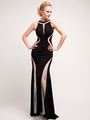 JC3227 Sheer Special Occasion Evening Dress - Black, Front View Thumbnail
