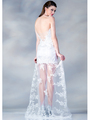JC723 Embroidered Sweetheart High Low Cocktail Dress - White, Back View Thumbnail