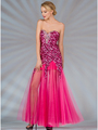 JC8102 Fuschia Sequin Mesh Prom Dress - Fuschia, Front View Thumbnail