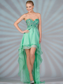 JC8110 High Low Beaded Prom Dress - Mint, Front View Thumbnail