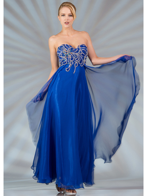 JC8111 Beaded Chiffon Evening Dress, Royal