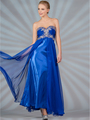 JC821 Chiffon Satin Overlay Prom Dress - Royal Blue, Front View Thumbnail