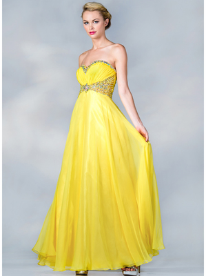 JC840 Jeweled Sweetheart Evening Dress, Yellow