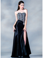JC885 Jeweled Corset Prom Dress - Black, Front View Thumbnail