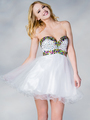 JC894 Multi Color Stone Prom Dress - Off White, Front View Thumbnail