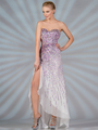 JC9001 Sequin Pattern Prom Dress - Ivory, Front View Thumbnail
