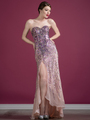 JC9001 Sequin Pattern Prom Dress - Peach, Front View Thumbnail