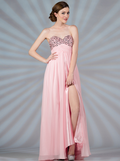 JC9003 Baby Pink Chiffon Evening Dress - Baby Pink, Front View Medium