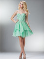 JC913 Sweetheart Embellish Bodice Homecoming Dress - Light Green, Front View Thumbnail